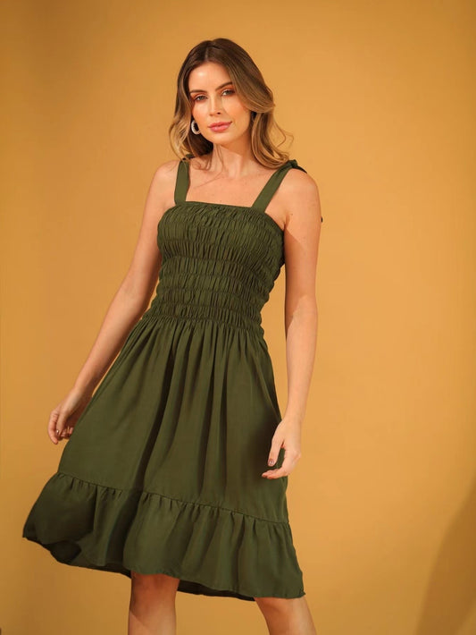 Vestido curto de Lastex Com Alça Em Tiras De Amarra