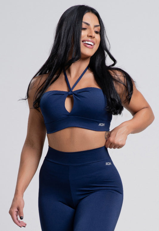 Top Versatily Marinho de Alça Fitness AQN SPORT