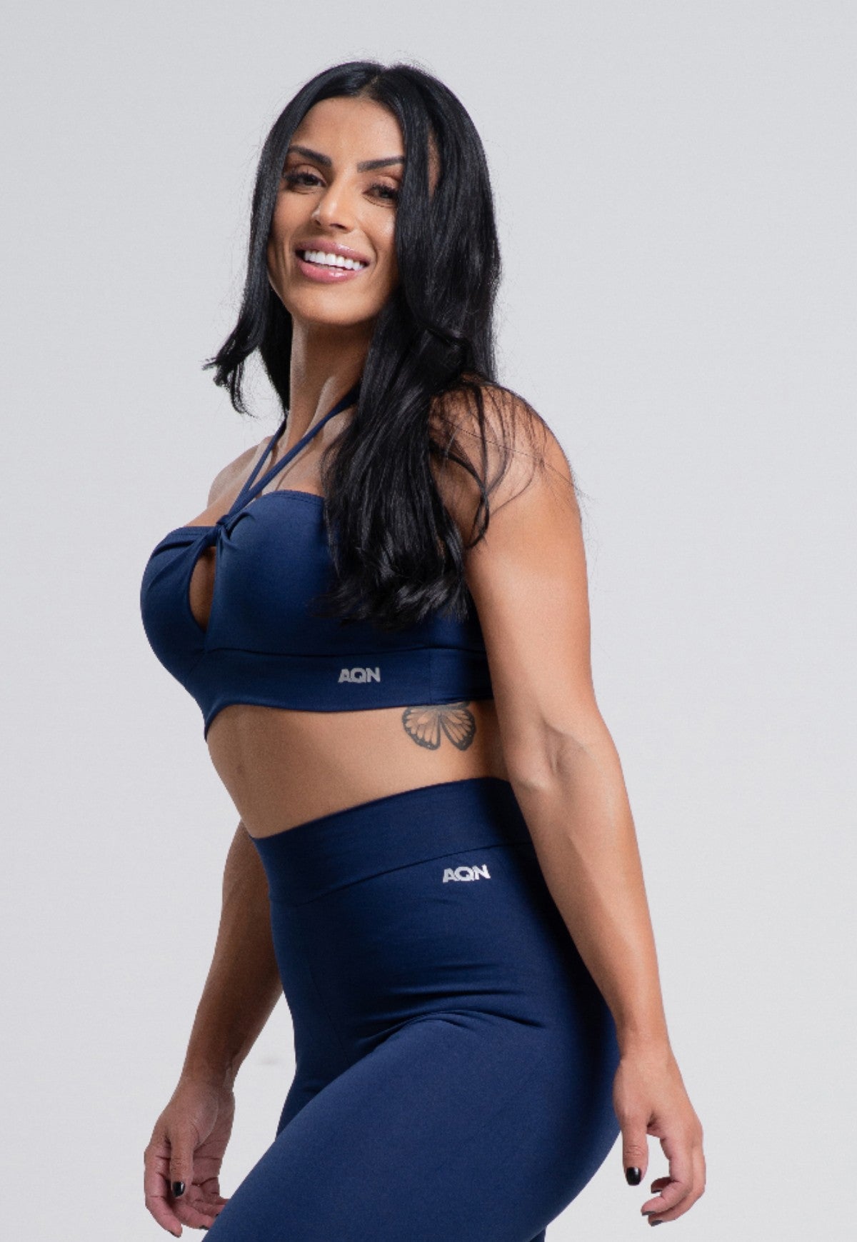 Top Versatily Marinho de Alça Fitness AQN SPORT