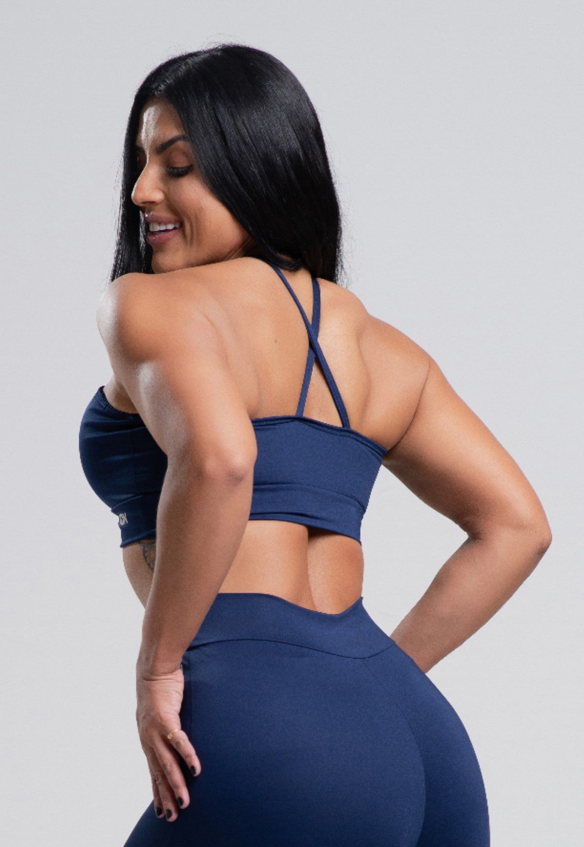 Top Versatily Marinho de Alça Fitness AQN SPORT