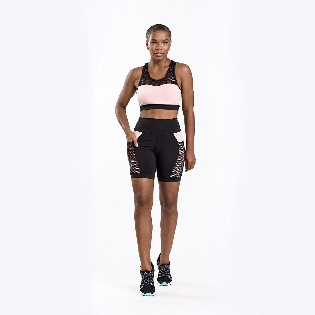 Bermuda Fitness Game Preta com Rosê