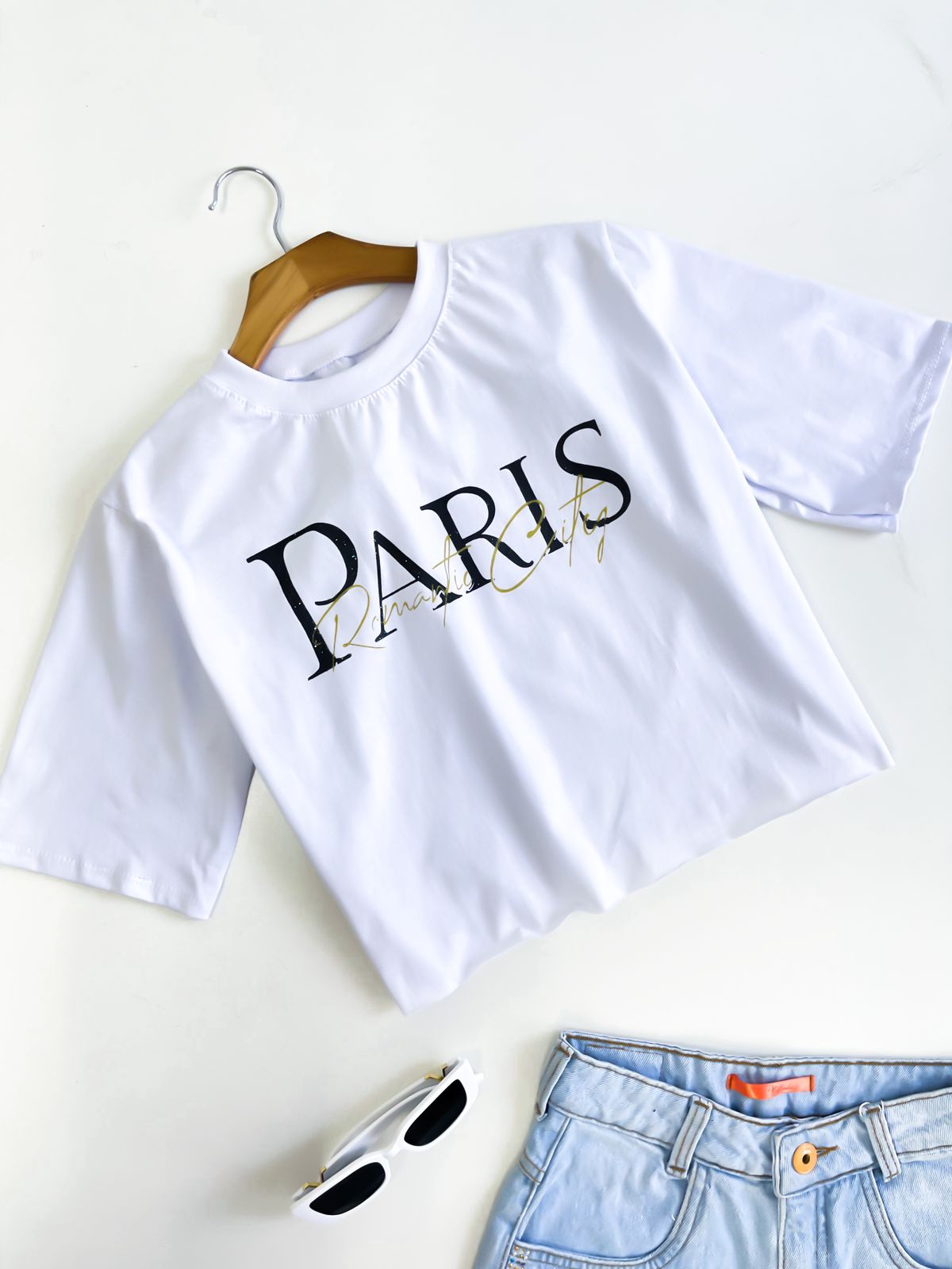 T-shirt Cropped Feminina Estampado