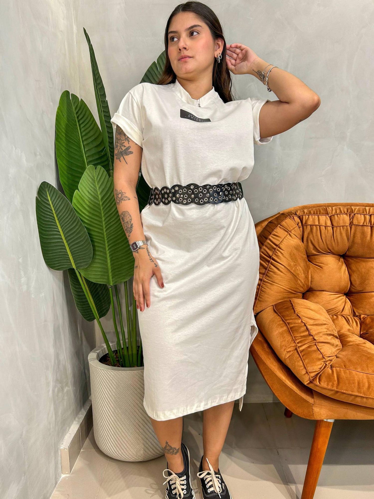 Camisão Vestido Midi Estampado