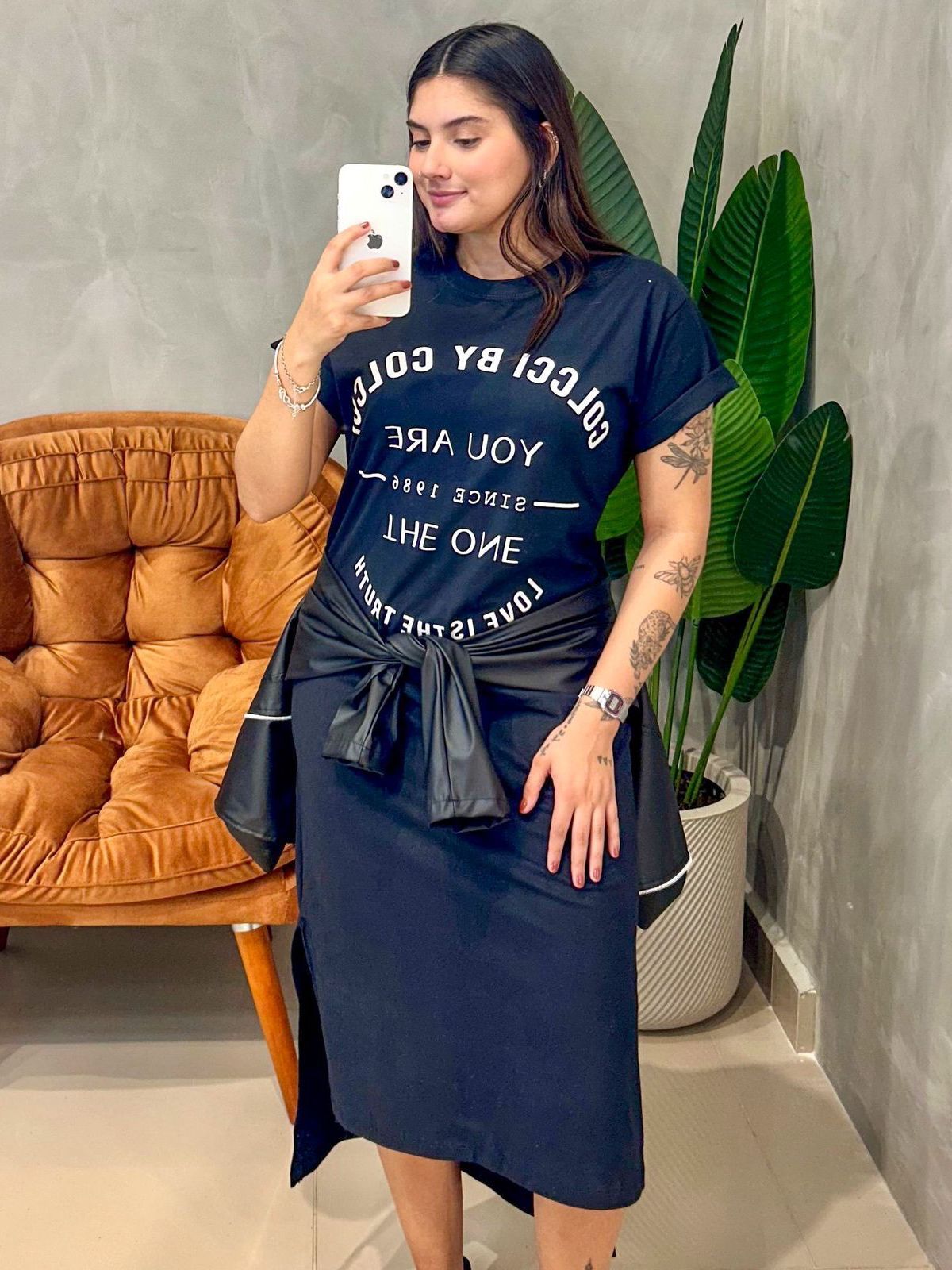 Camisão Vestido Midi Estampado