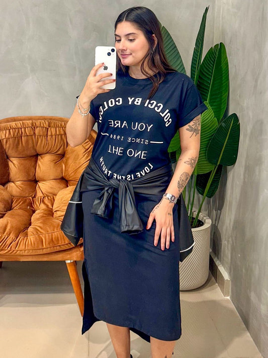 Camisão Vestido Midi Estampado