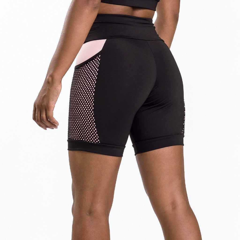 Bermuda Fitness Game Preta com Rosê