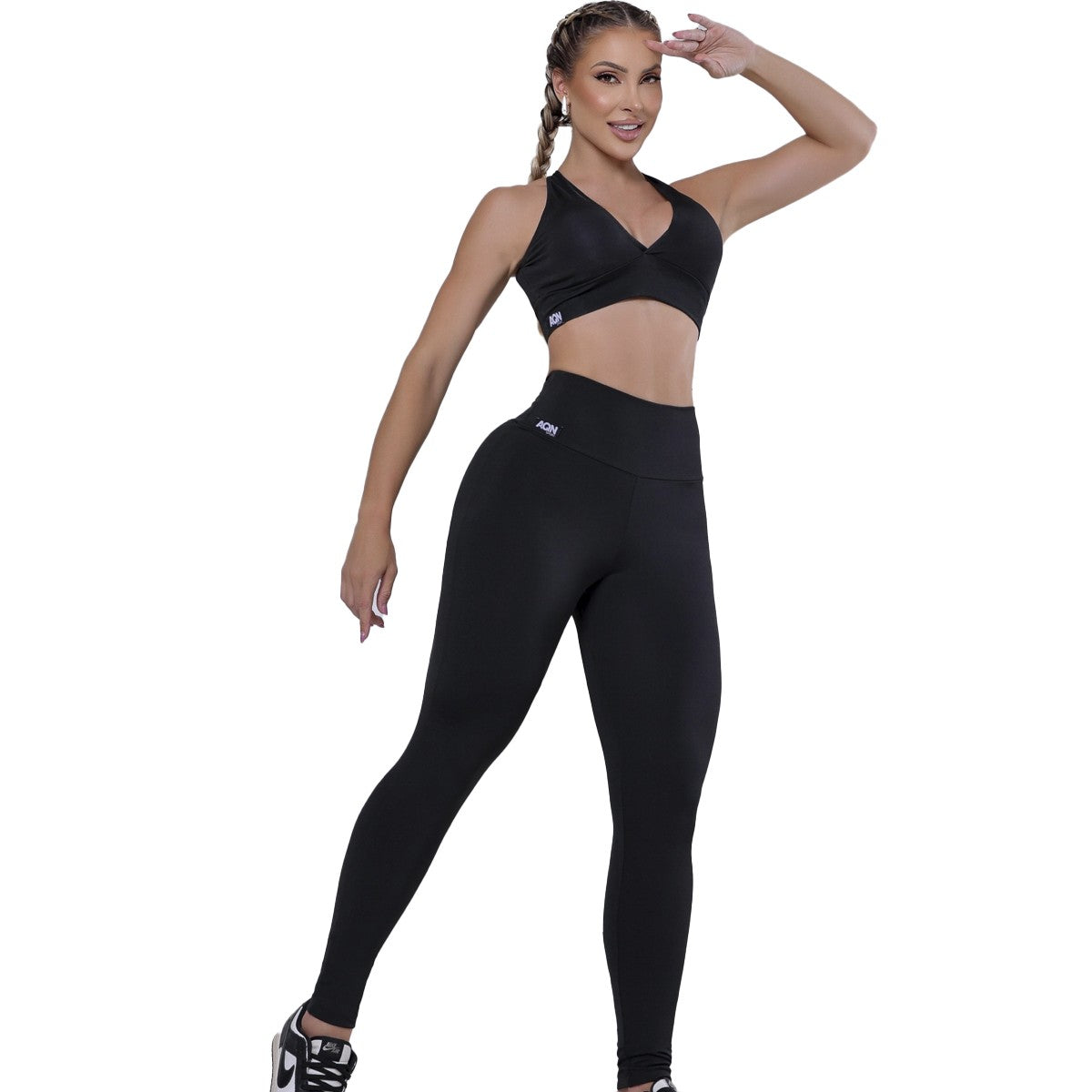 Conjunto Fitness Preto Basic II AQN SPORT Zero Transparência