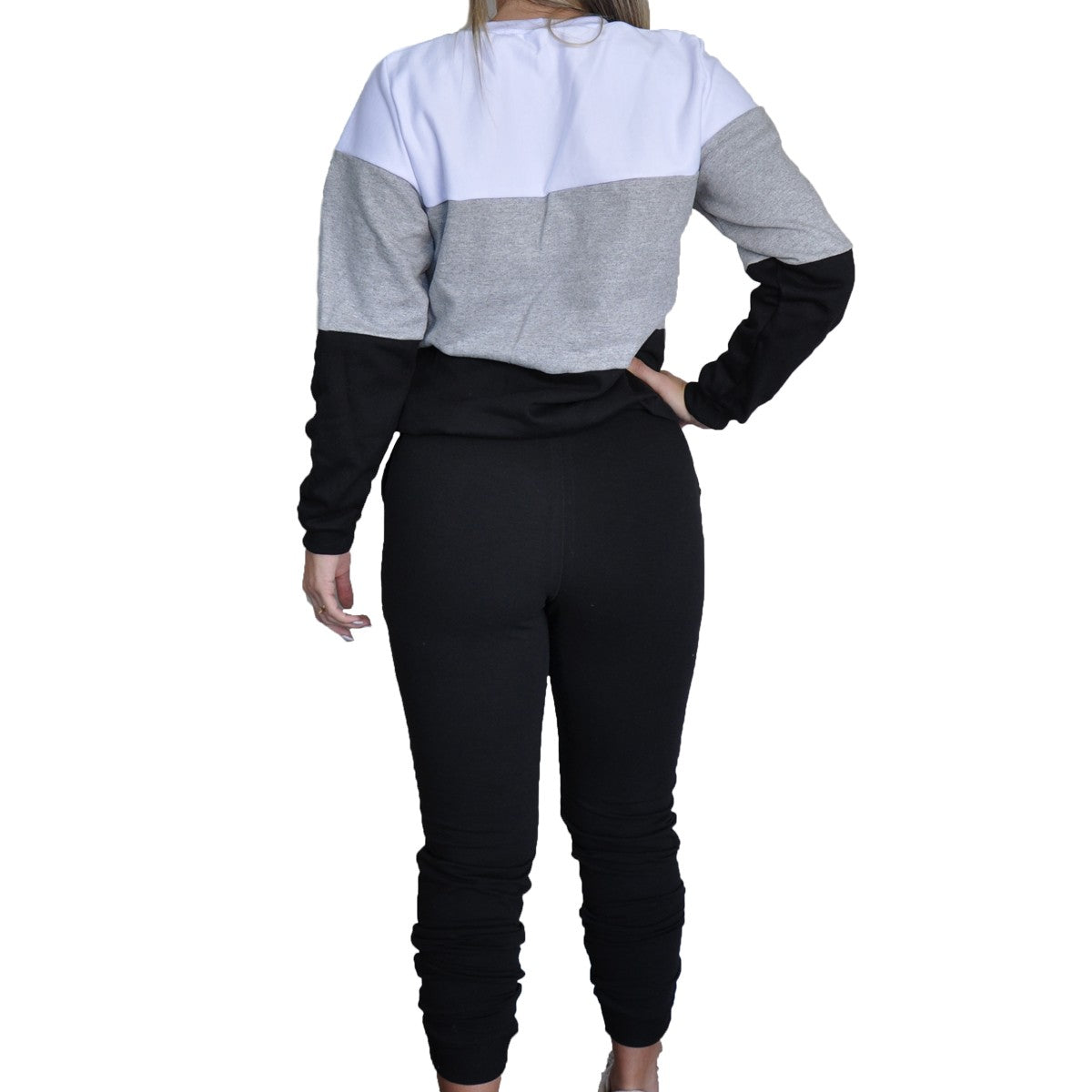Conjunto Moletom Feminino Flanelado Listrado Tendência