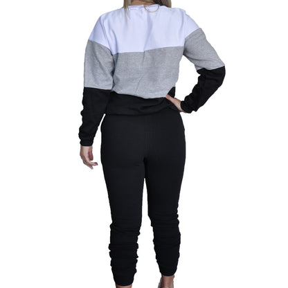 Conjunto Moletom Feminino Flanelado Listrado Tendência