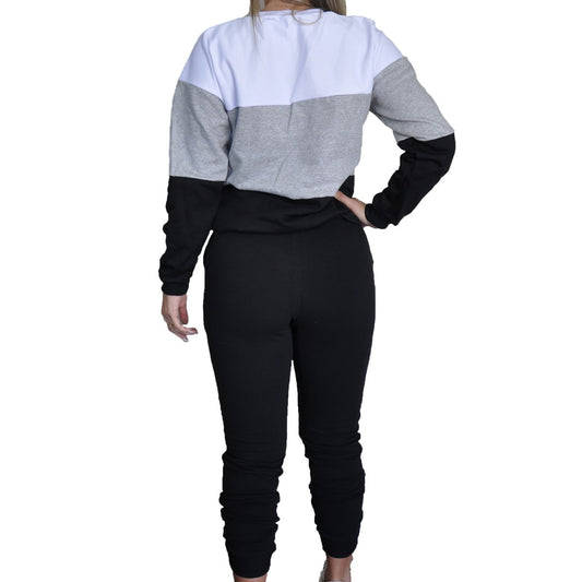 Conjunto Moletom Feminino Flanelado Listrado Tendência