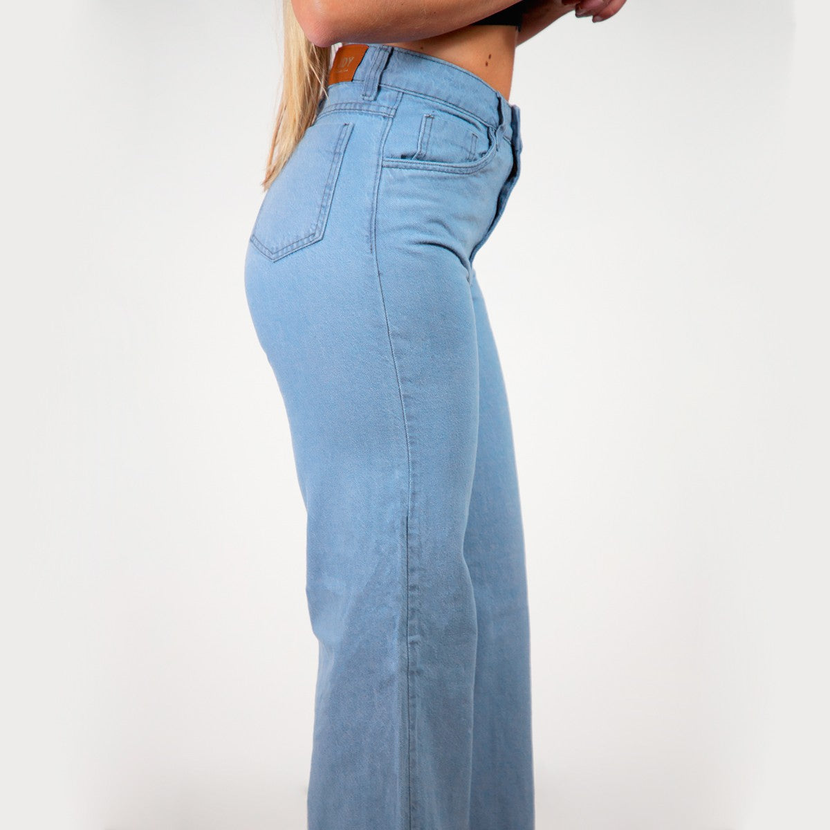 Calça Wide Leg Reta Marmorizada Jeans Claro / roupas feminina/ jeans feminino -