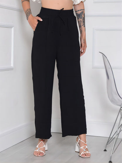Versatilidade e Estilo Calça pantalona duna feminina reta de cintura elástica