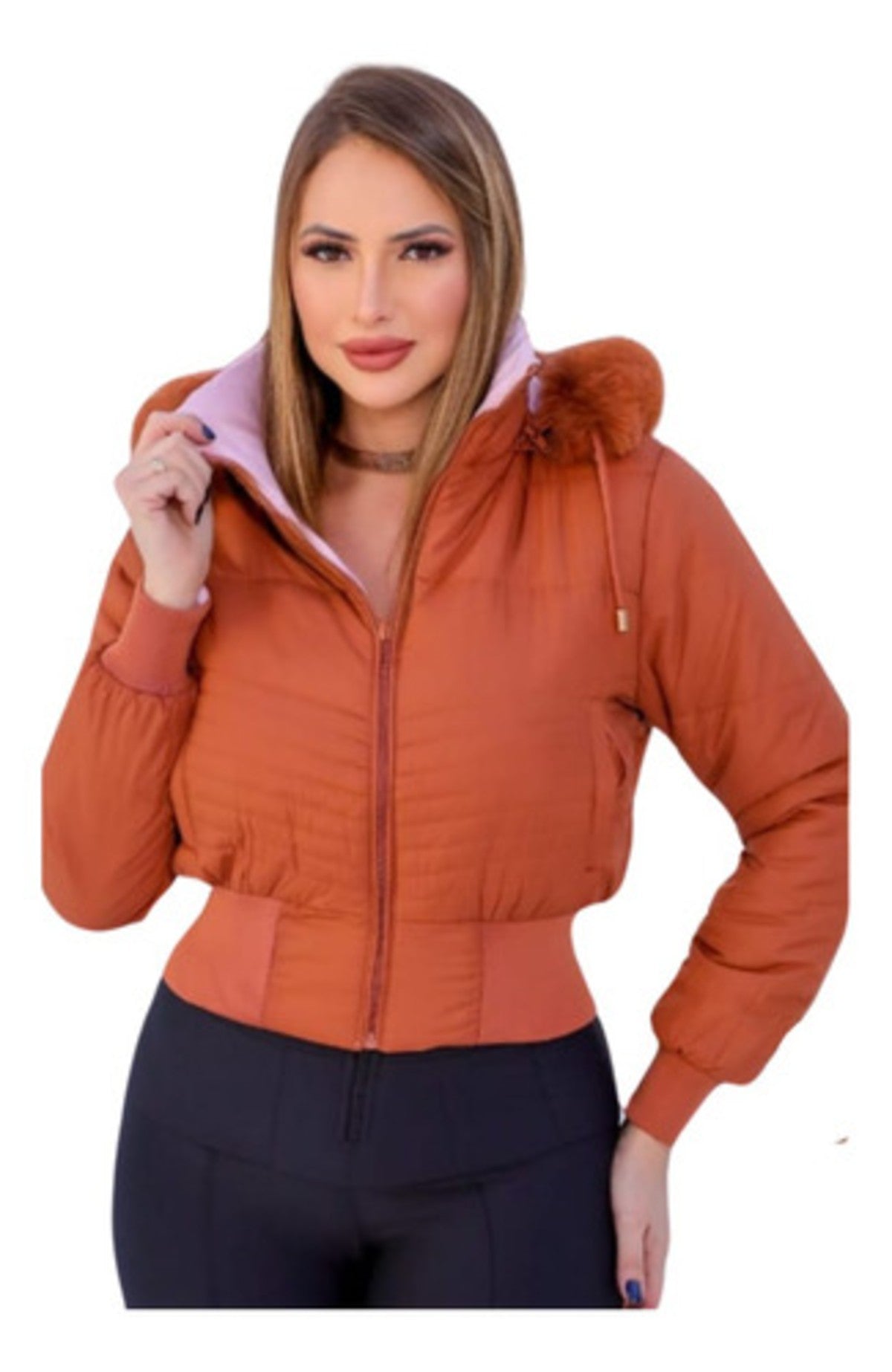 Jaqueta Puffer Feminina Dupla Face Reversível Bobojado Frio