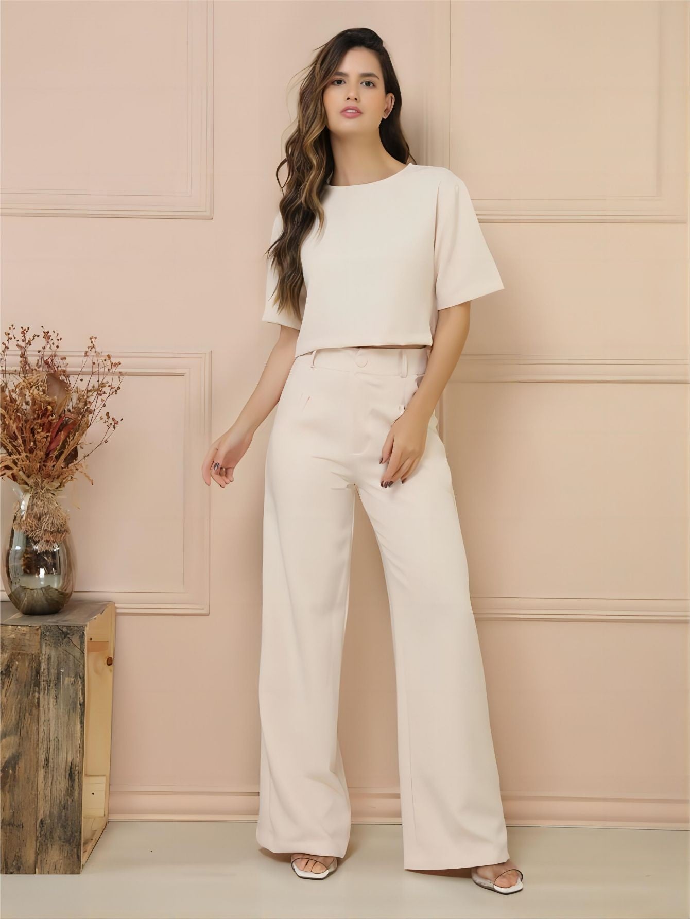 Verão Elegante e Versátil Conjunto feminino com blusa de mangas curtas de gola