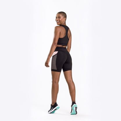 Bermuda Fitness Game Preta com Rosê