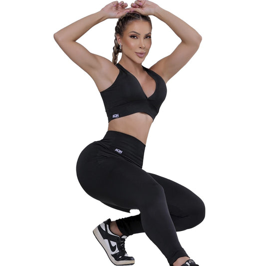 Conjunto Fitness Preto Basic II AQN SPORT Zero Transparência