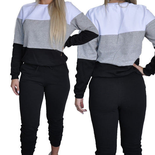 Conjunto Moletom Feminino Flanelado Listrado Tendência