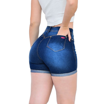 Shorts Jeans Feminino Cintura Alta Com Lycra