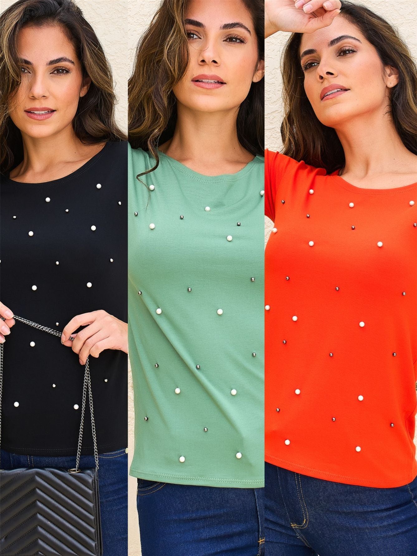 Kit 3 T-Shirt Blusa Feminino Bem Elastico Verao Moda Fabrica Atacado