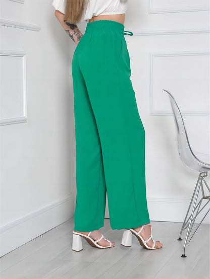 Versatilidade e Estilo Calça pantalona duna feminina reta de cintura elástica