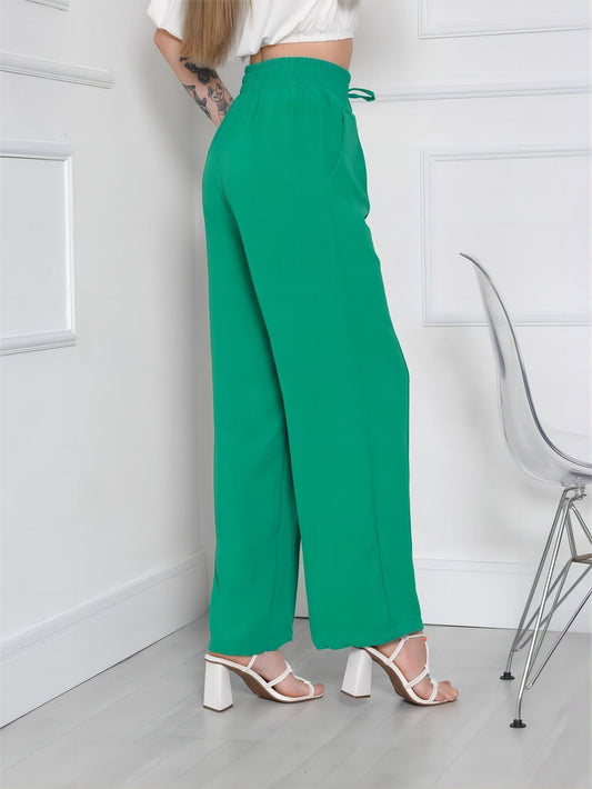 Versatilidade e Estilo Calça pantalona duna feminina reta de cintura elástica
