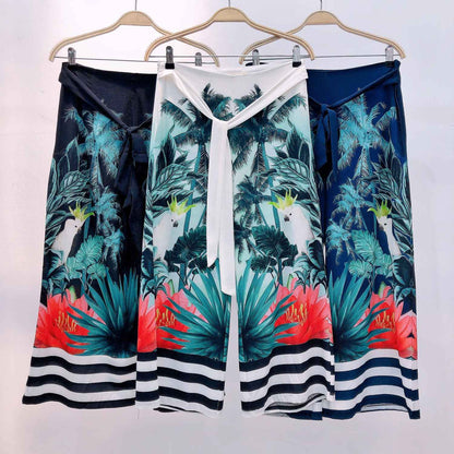 Calça das Flores com Toque Listrado e Zíper Charmoso