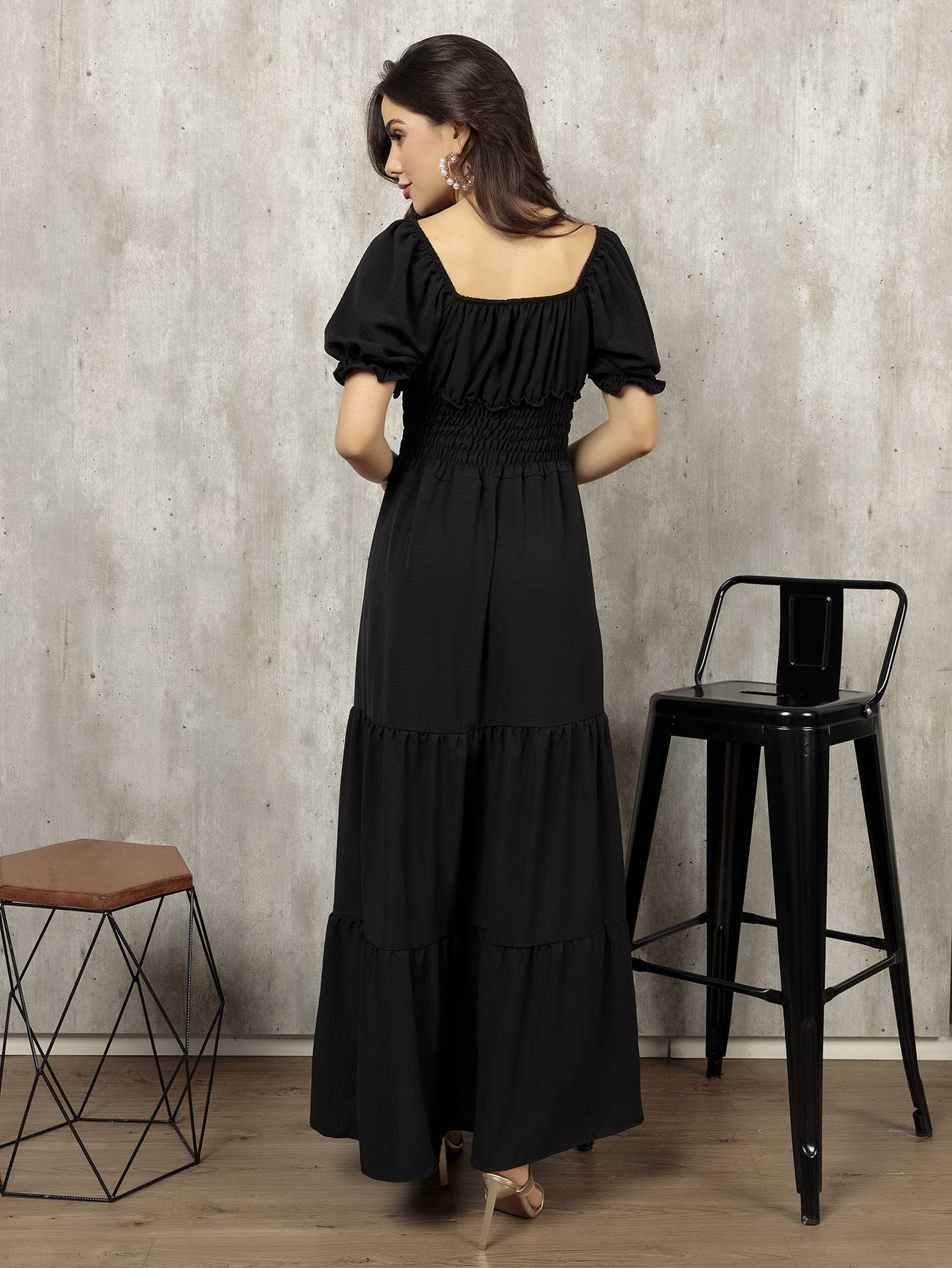 Vestidos femininos longo duna com manga  e látex Vestidos femininos/verão/moda