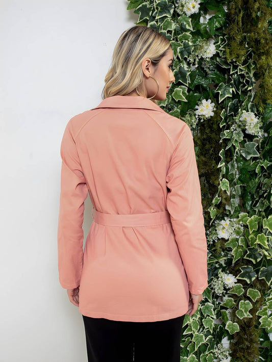 Gabardina Transpassado pescoco de lapela com cinto