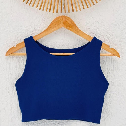 Cropped Patroa Liso Azul Caneta