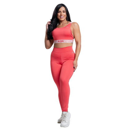 Conjunto Versatily Alça em Elástico Vermelho  (TOP + LEGGING) AQN SPORT