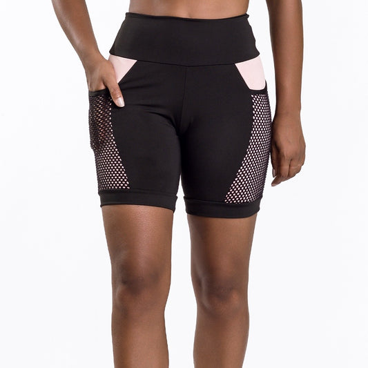 Bermuda Fitness Game Preta com Rosê
