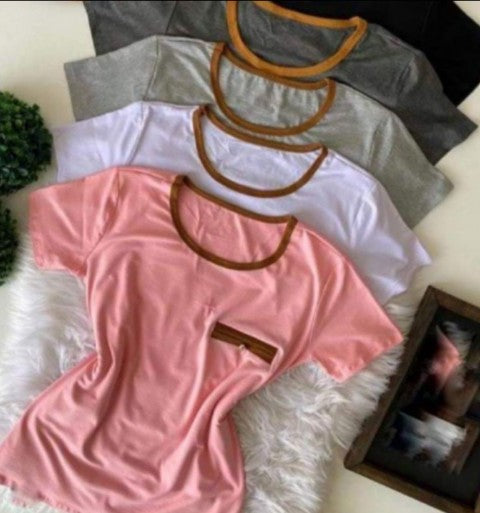 Blusinha feminina camiseta de bolsinho moda blogueira
