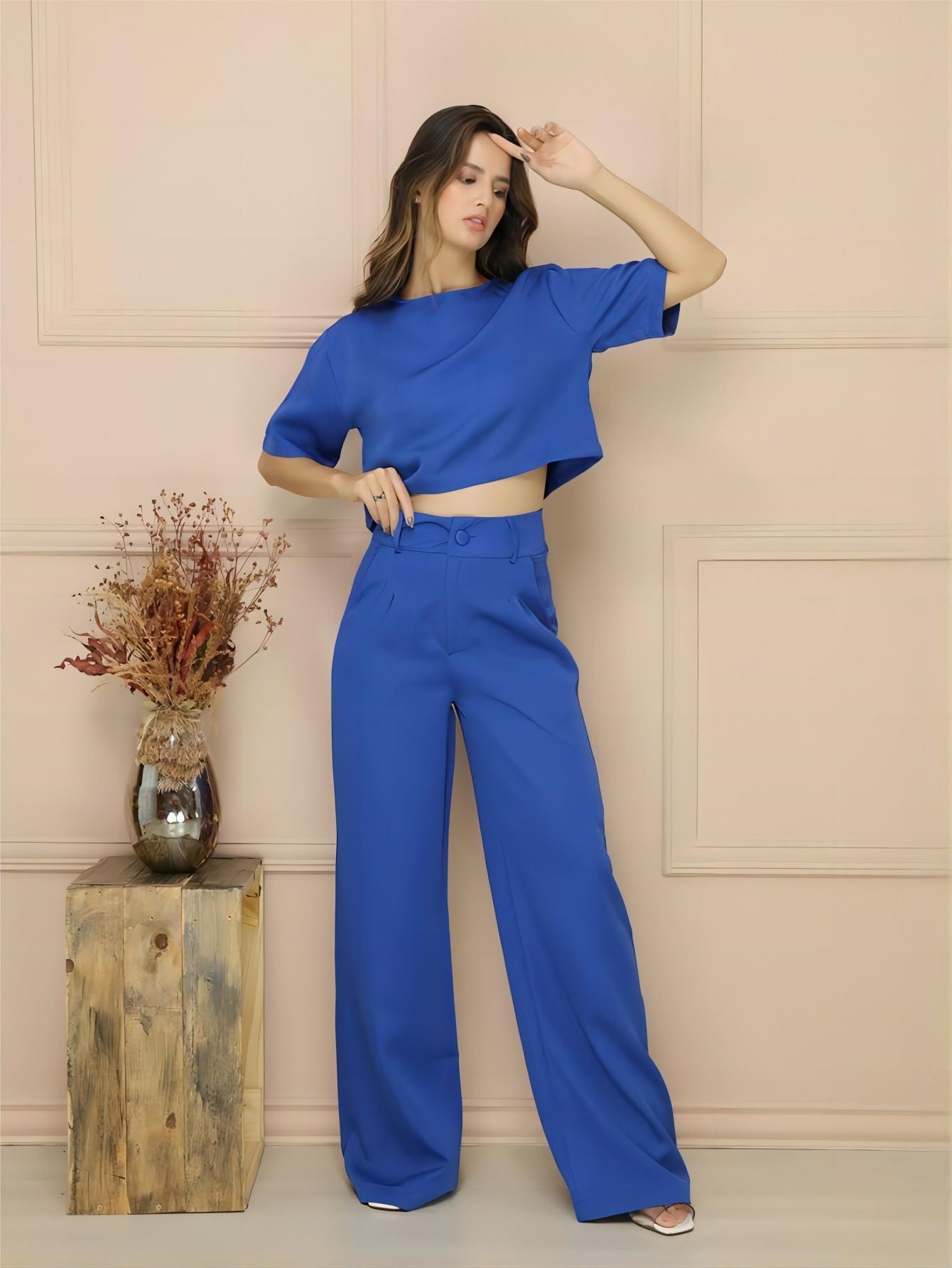 Verão Elegante e Versátil Conjunto feminino com blusa de mangas curtas de gola