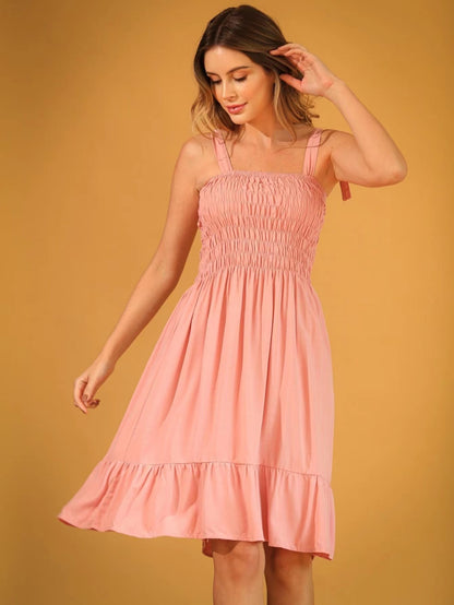 Vestido curto de Lastex Com Alça Em Tiras De Amarra