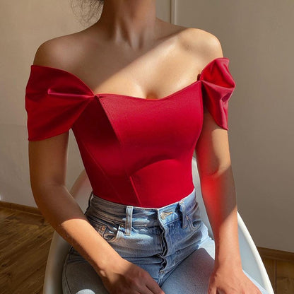 Criptografia-Mulheres fora do ombro cetim Bustier, tops sexy sem costas, top cor