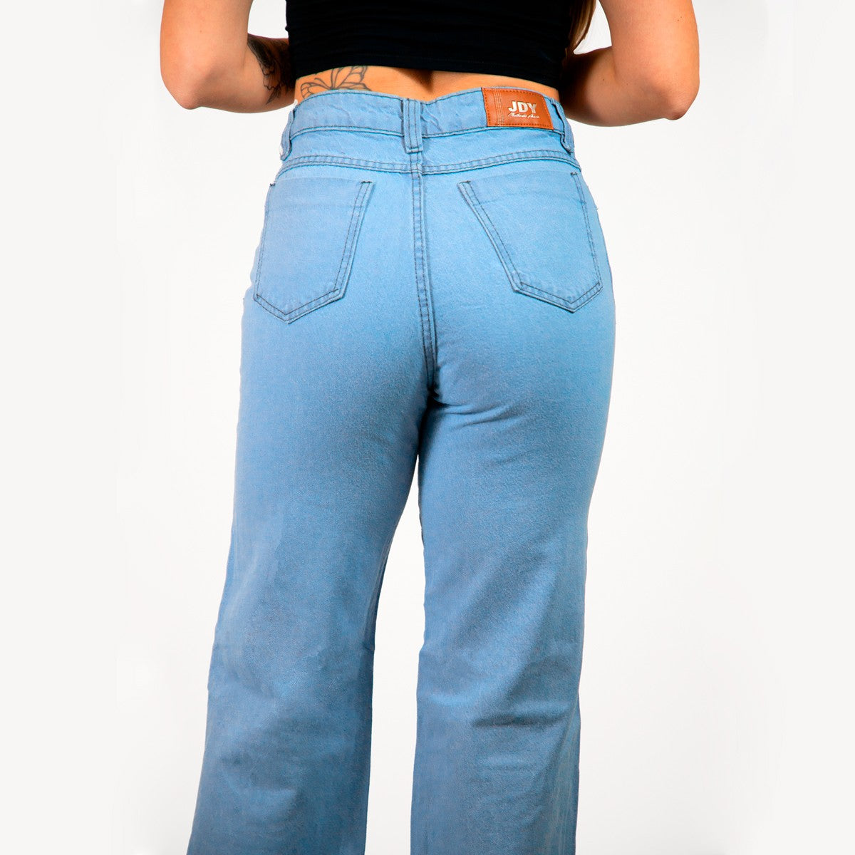 Calça Wide Leg Reta Marmorizada Jeans Claro / roupas feminina/ jeans feminino -