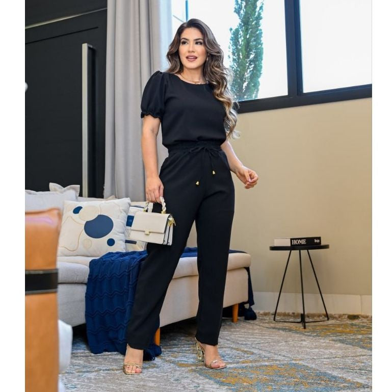 Trafza Conjunto Alfaiataria Feminino Casual Blusa Calça em Linho Ternos 2 peça