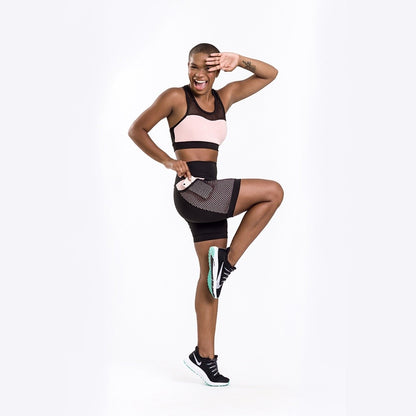 Bermuda Fitness Game Preta com Rosê