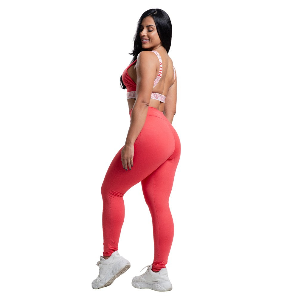 Conjunto Versatily Alça em Elástico Vermelho  (TOP + LEGGING) AQN SPORT