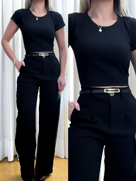 Calça Feminina Pantalona em Alfaiataria Marrant Susy
