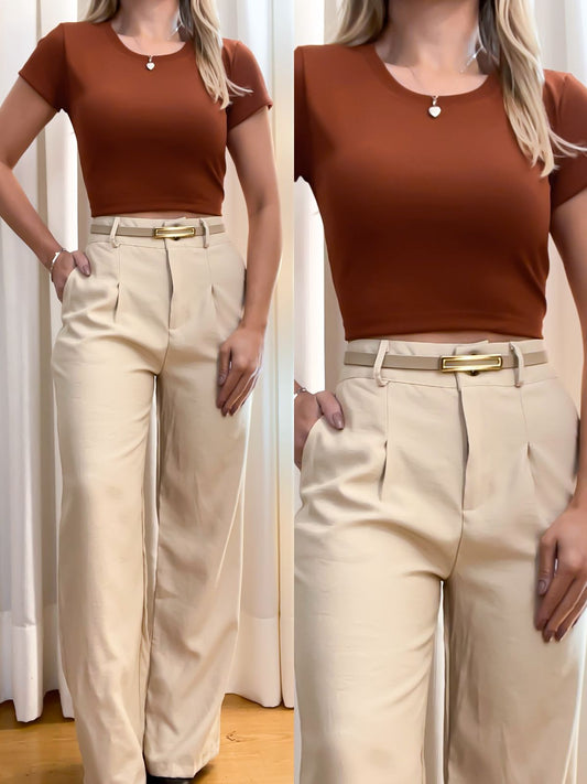 Calça Feminina Pantalona em Alfaiataria Marrant Susy