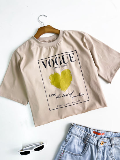 T-shirt Cropped Feminina Estampado