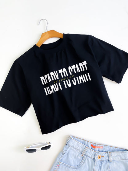 T-shirt Cropped Feminina Estampado