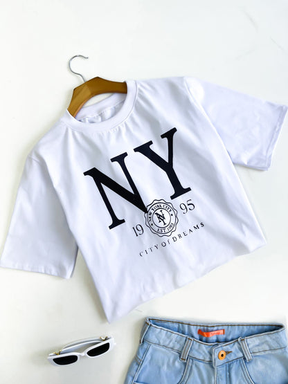 T-shirt Cropped Feminina Estampado