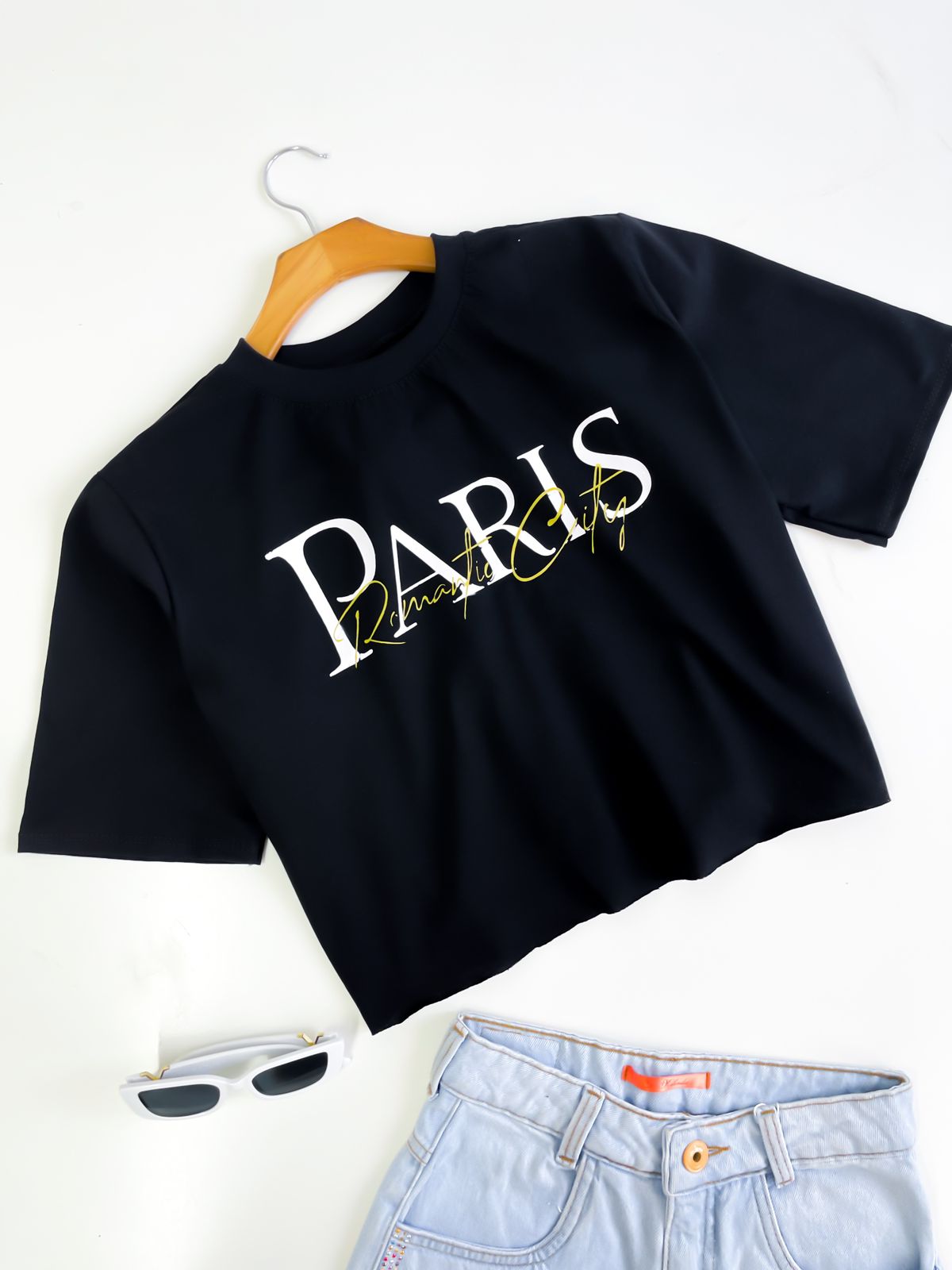 T-shirt Cropped Feminina Estampado