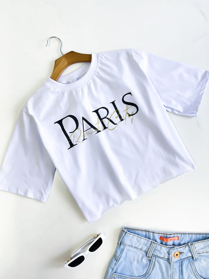 T-shirt Cropped Feminina Estampado