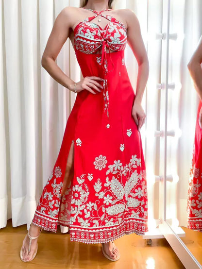 Vestido Feminino Midi Estampado Brigida