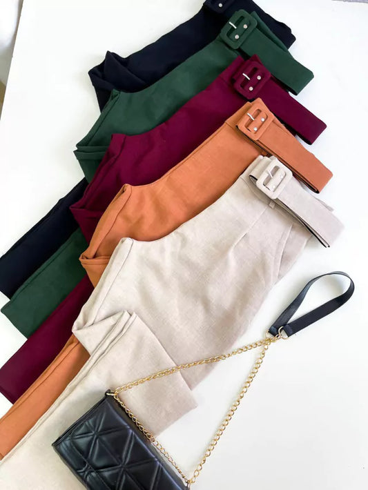 Calça Skinny Linho com Cinto Luna