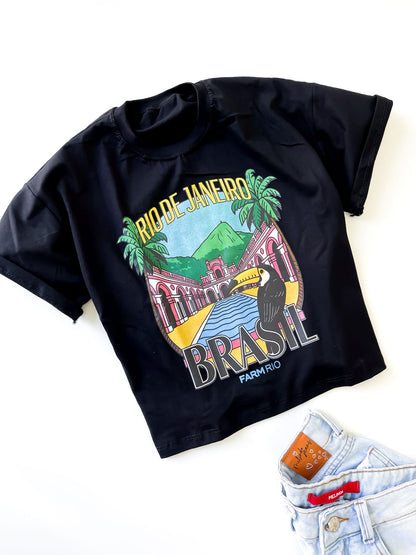 T- Shirt Cropped Estampas Tropical