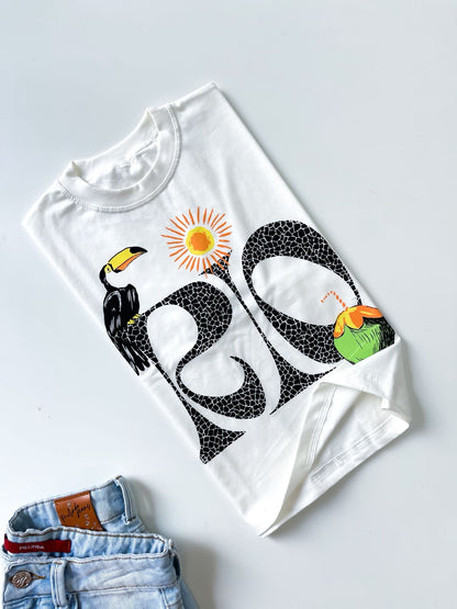 T- Shirt Cropped Estampas Tropical